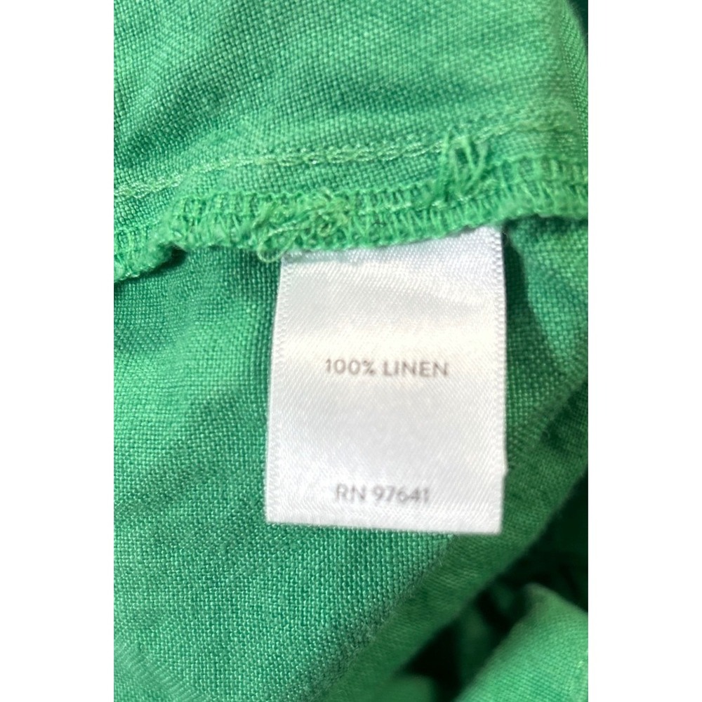 J Jill 100% Linen Cropped Pants Sz M Green Straight Leg Boho Coastal Lagenlook - Picture 4 of 9